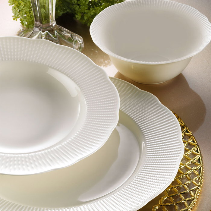 Hermia Juego de Cena de Porcelana de 24 Piezas Blanco Hermia Juego de Cena de Porcelana de 24 Piezas Blanco